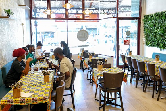 Inside Jollof Vibe’s new Flemington restaurant.