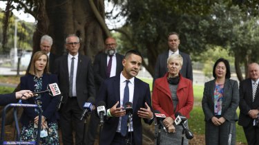 Sydney MP Alex Greenwich alongside members from Dying with Dignity and MP’s from a broad range of parties speaks to the media about The Voluntary Assisted Dying Bill in Sydney.