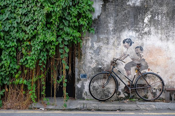 Heritage street art in George Town, Penang.