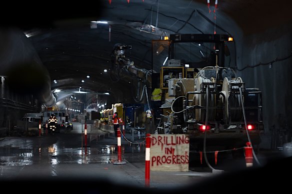 Hundreds of pieces of equipment have to be transported through tunnels into large caverns where the two boring machines are being assembled.