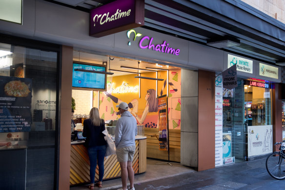 A Chatime store on Flinders Lane, Melbourne, in April 2019. Several franchisees are leaving the bubble tea chain.