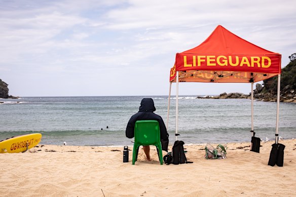 A lone lifeguard at Wattamolla Beach in the Royal National Park in January.