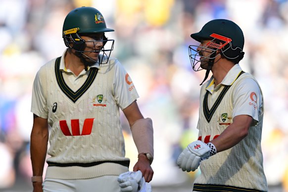 Scott Boland can now add the title of Australian opening batsman to his CV. He leaves the field with fellow opener Travis Head on Boxing Day.