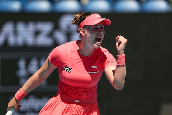 Australian Talia Gibson during her first-round match against Anna Blinkova.