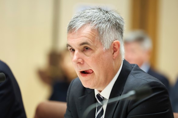 Optus chief executive Stephen Rue appears before the Senate inquiry on Monday.