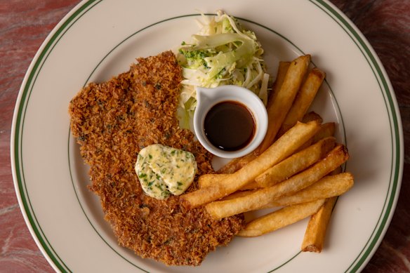 Veal schnitzel with red-wine sauce at O'Connell's Hotel.
