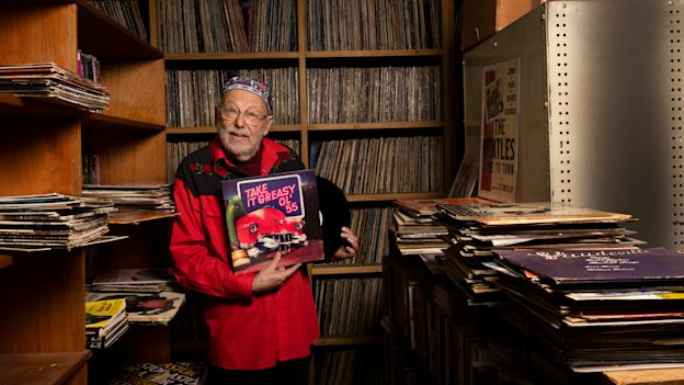 Baker with some of his estimated 50,000-strong record collection. He sold his archives in 2024.