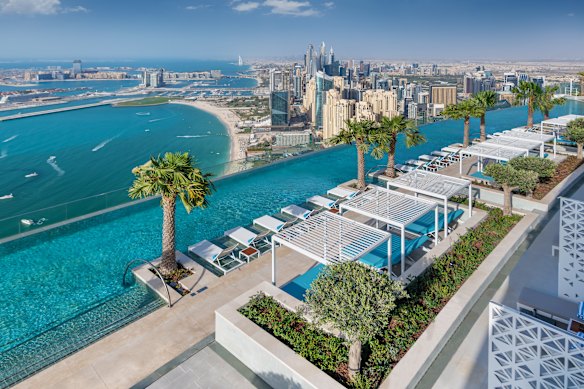 Views of Dubai from the world’s highest infinity pool.