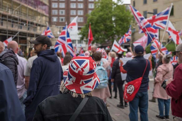 An anti-immigration protest in August outside the New Bridge Hotel in Newcastle upon Tyne, which was used to house asylum seekers.