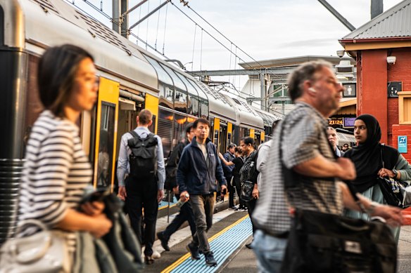 Commuters at Sydenham train station.
