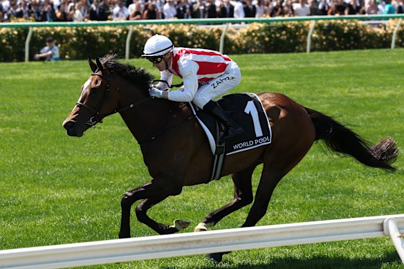 Mark Zahra rides Getta Good Feeling in the Wakeful Stakes on Derby Day.