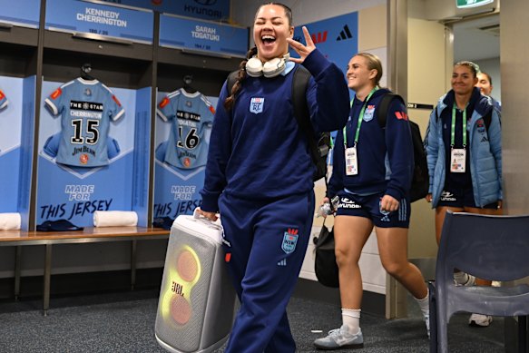 Kennedy Cherrington arrives for game three of the 2025 Origin series.