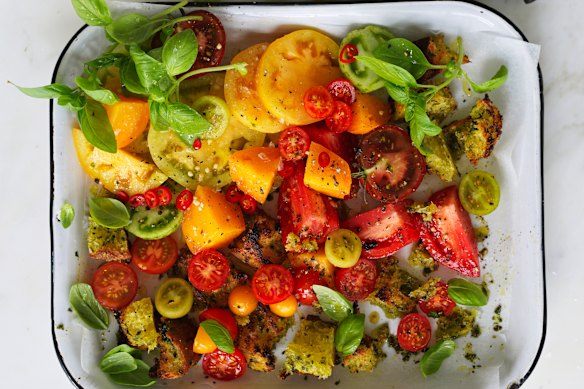 Heirloom tomato and bread salad.