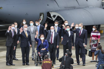 A US delegation of senators arrives in Taipei for a visit last year.