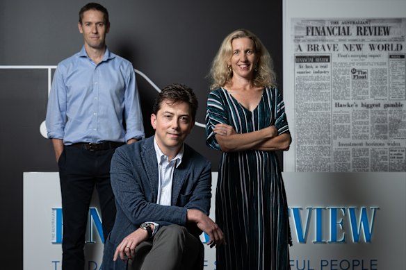 From left: The Australian Financial Review editor-in-chief James Chessell, Rampart founder Joe Aston and editor Cosima Marriner in January.