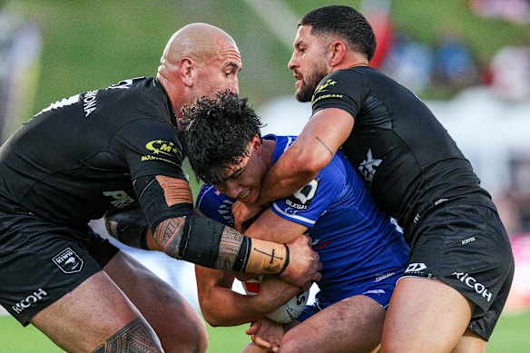 Blaize Talagi takes a hit-up for Samoa last Sunday.