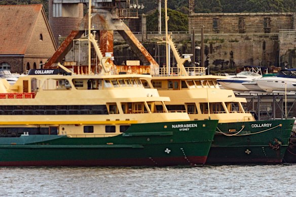 The Collaroy berthed beside the Narrabeen at Cockatoo Island on Thursday.