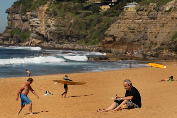 The author’s husband, novelist Michael Robotham, writes notes on Avalon Beach.