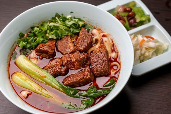 Signature braised beef noodles.