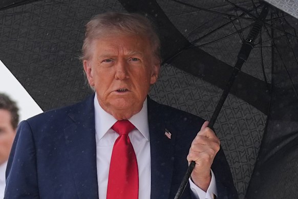 President Donald Trump prepares to board Air Force One at Maryland on Sunday as he heads to the Middle East. 