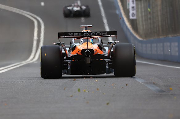Oscar Piastri driving the McLaren MCL39 Mercedes on track during qualifying.