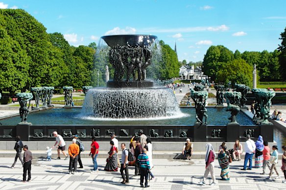Fountain at Vigelandsparken in Oslo, Norway.