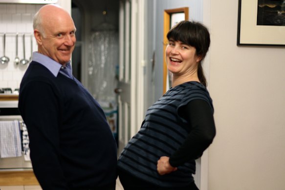 A pregnant Lorin Clarke with her father, John Clarke, in 2011.