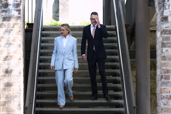 Opposition Leader Sussan Ley with Senator Andrew Bragg last month.