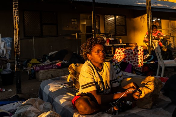 Kumanjayi Little Baby’s brother, Ramsiah Granites, waits at his home at the Old Timers Camp in Alice Springs as the search for his sister continues.
