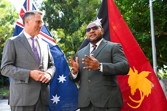 Deputy Prime Minister and Derfence Minister Richard Marles with Papua New Guinea Defence Minister Billy Joseph at Gallipoli Barracks in Brisbane this year.