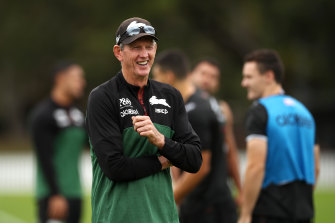 Wayne Bennett at South Sydney training before the season was suspended.