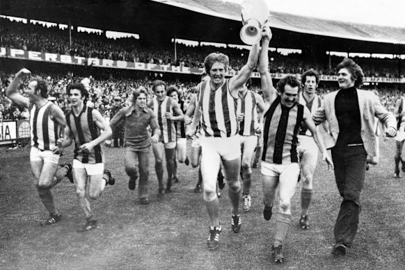 The scene from North Melbourne’s first VFL/AFL premiership in 1975.