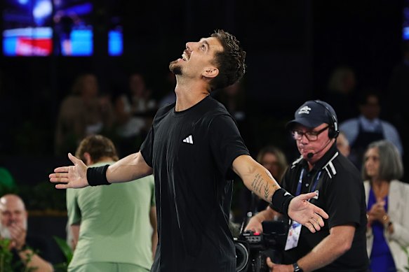 Thanasi Kokkinakis was overjoyed to win his first singles match since last year’s Australian Open.