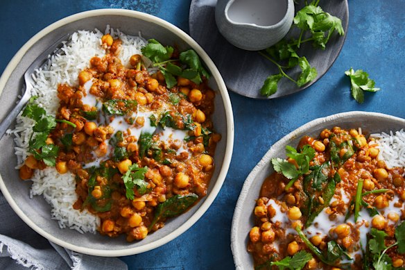 Chickpea lentil curry.
