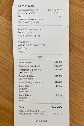 The receipt from lunch.