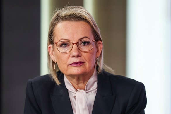 Opposition Leader Sussan Ley during an interview in the Nine studio at Parliament House.