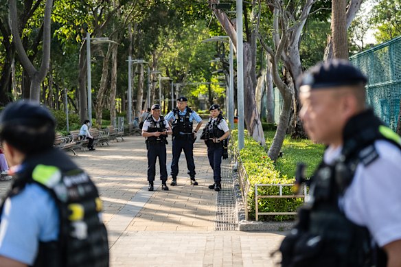 Police in Victoria Park on Thursday.