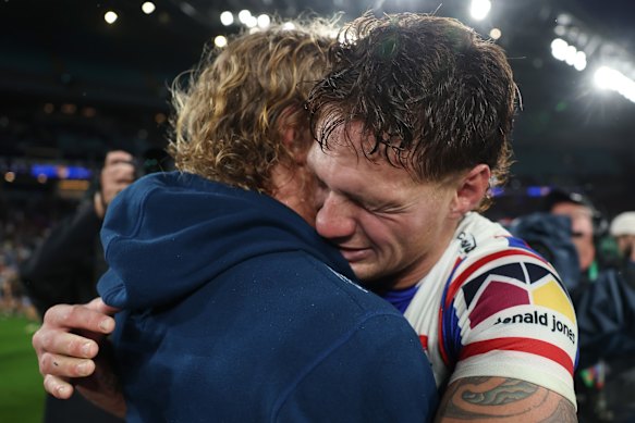 Cry like you mean it: Kalyn Ponga has worn his heart on his sleeve for Newcastle all season.