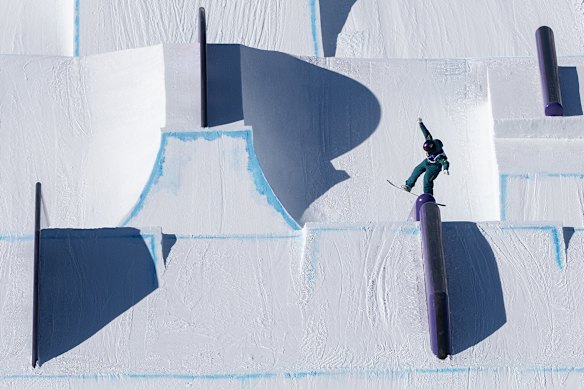 Australian Ally Hickman competes in the slopestyle on Sunday.