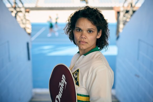 Lila McGuire as Evonne Goolagong in the ABC series Goolagong.