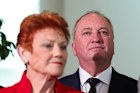 One Nation MP Barnaby Joyce, with party leader Pauline Hanson. 