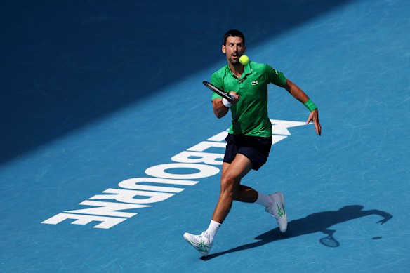Djokovic in his match against Lorenzo Musetti.