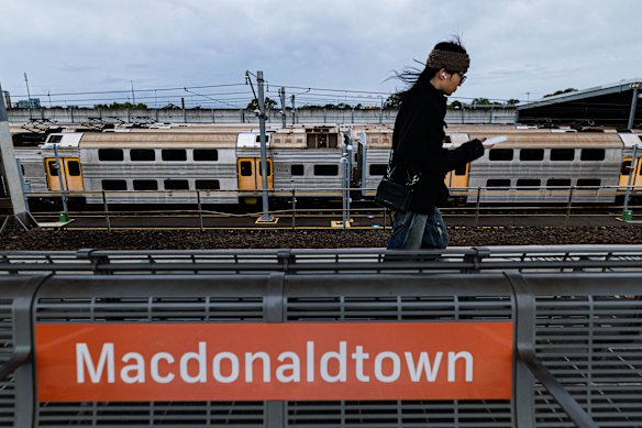The neighbouring stabling yards dominate the view to the south of Macdonaldtown station.
