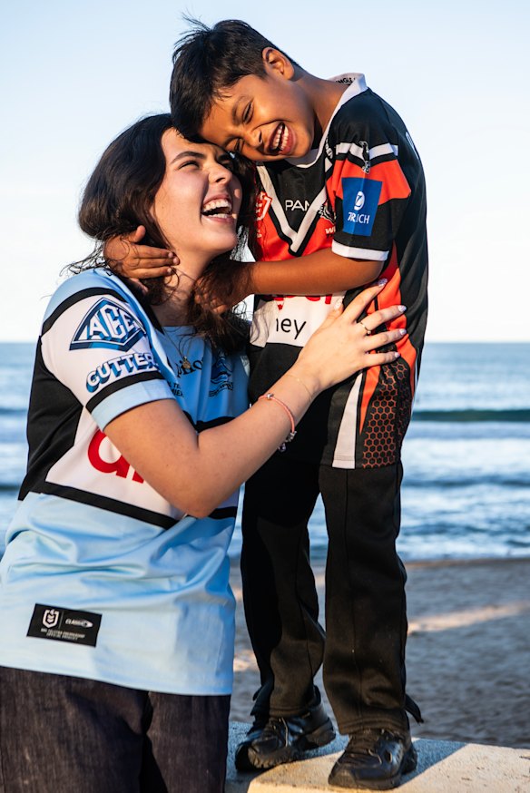 All friends again: Liv and Noah Deguara on Tuesday.