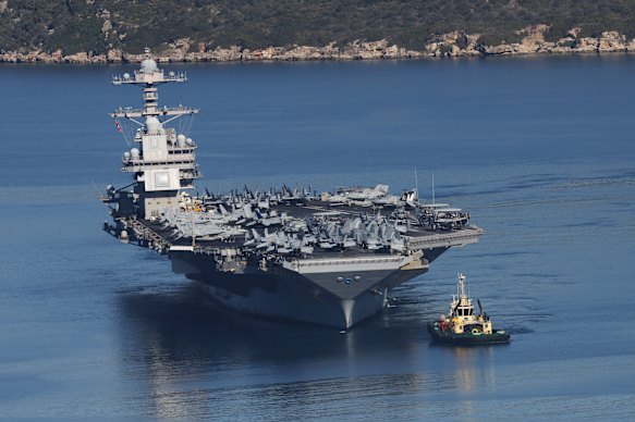 The world’s largest aircraft carrier the USS Gerald R. Ford is one of two carrier strike groups in the region.