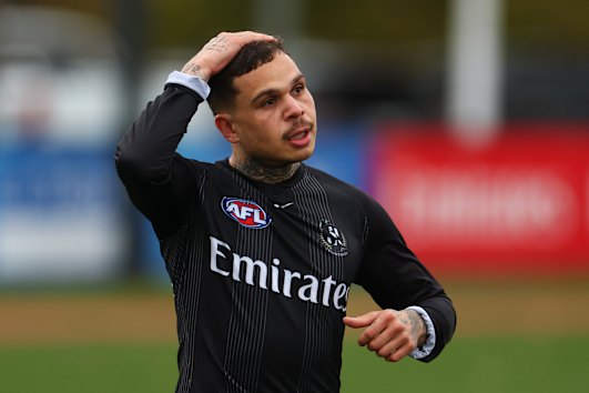 Bobby Hill takes part in Collingwood training on Thursday morning.