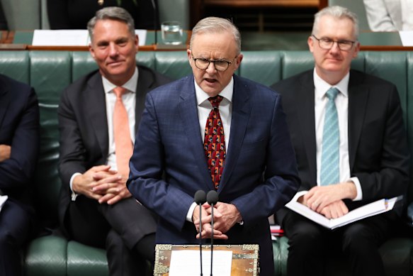 Prime Minister Anthony Albanese during question time on Monday.