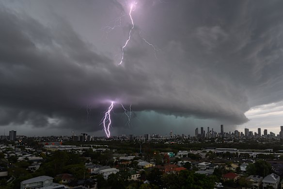 A photo of Sunday’s storm over Brisbane taken from Coorparoo.