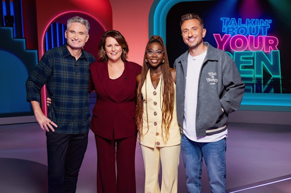 Dave Hughes, Anne Edmonds, Anisa Nandaula and Tommy Little in Talkin’ Bout Your Gen.