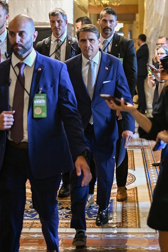Acting Attorney-General Todd Blanche arrives for a closed-door meeting with Senate Republicans last week. 